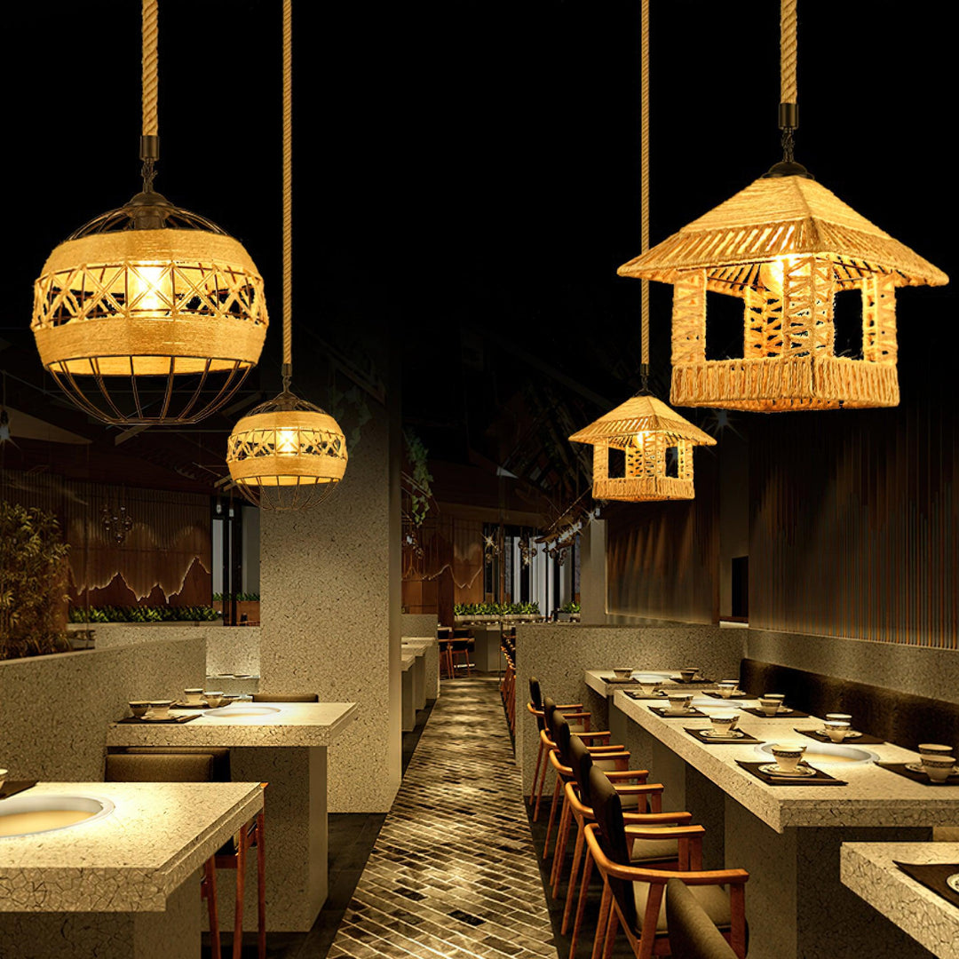 Evliran Lampe Pendante Moderne en Corde de Chanvre Rétro - Neutralighting
