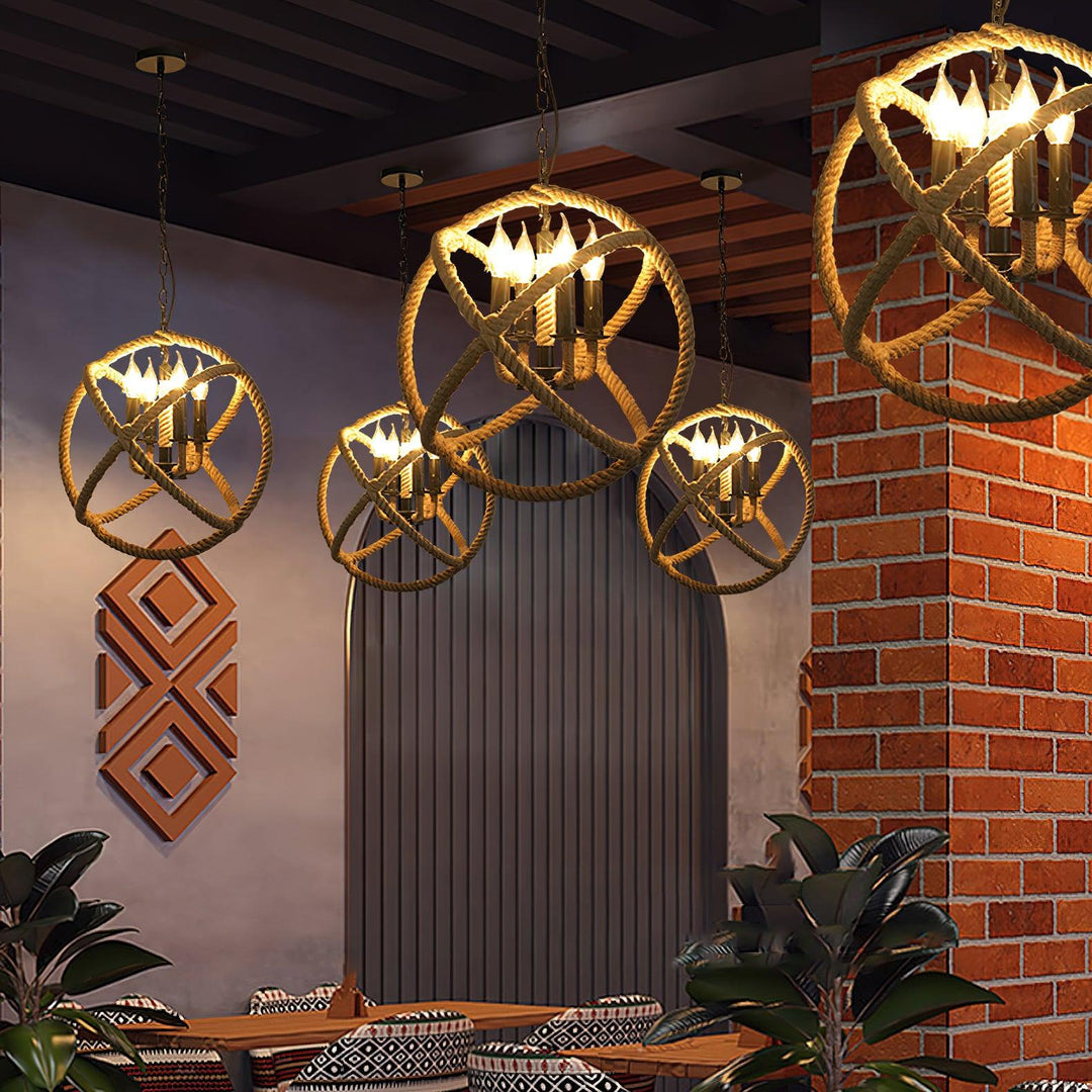 Evliran Lampe Pendante Moderne en Corde de Chanvre Rétro - Neutralighting