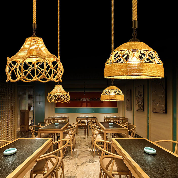 Evliran Lampe Pendante Moderne en Corde de Chanvre Rétro - Neutralighting