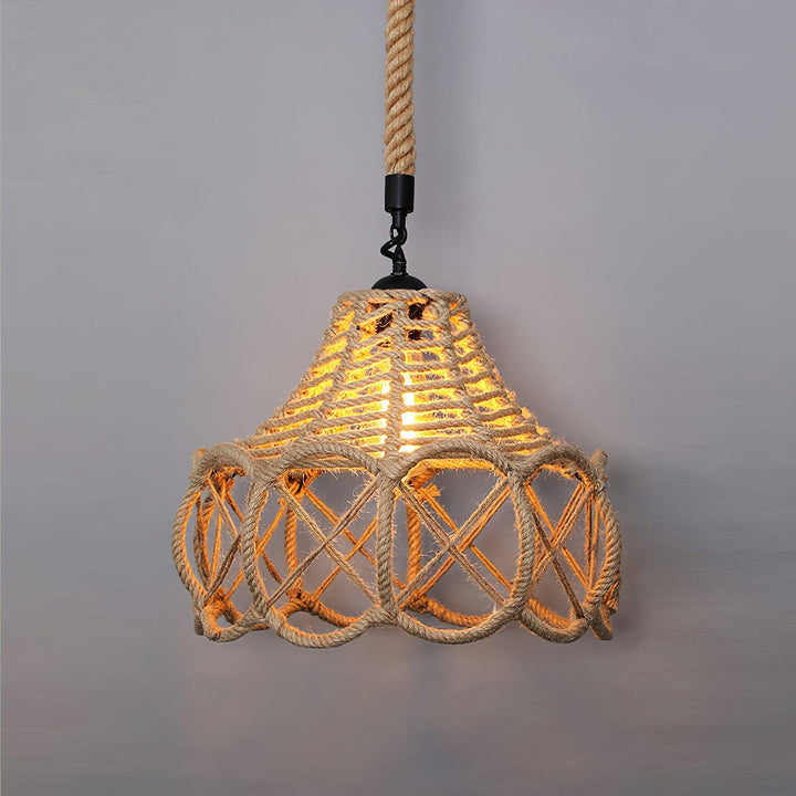 Evliran Lampe Pendante Moderne en Corde de Chanvre Rétro - Neutralighting