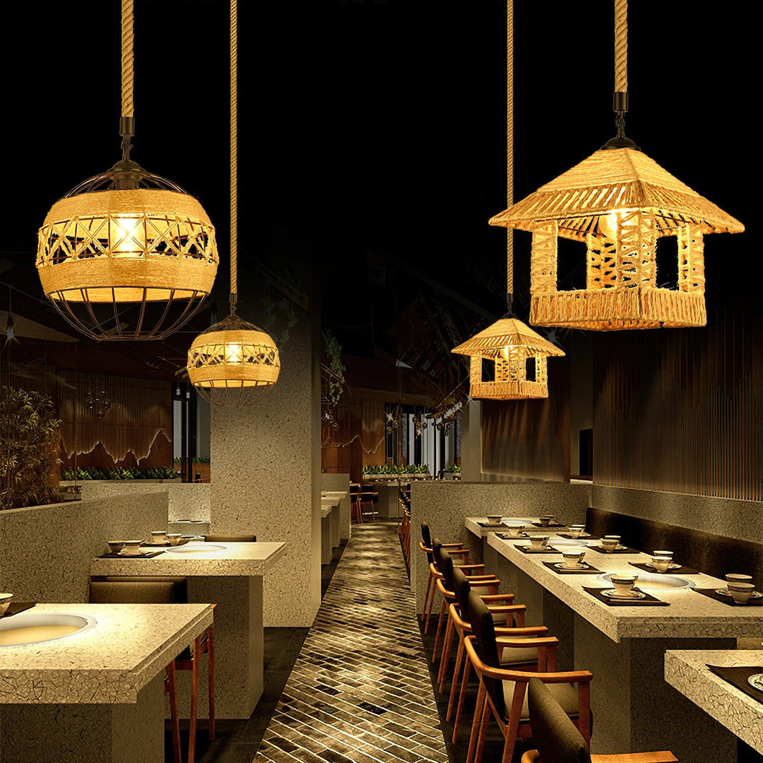 Evliran Lampe Pendante Moderne en Corde de Chanvre Rétro - Neutralighting
