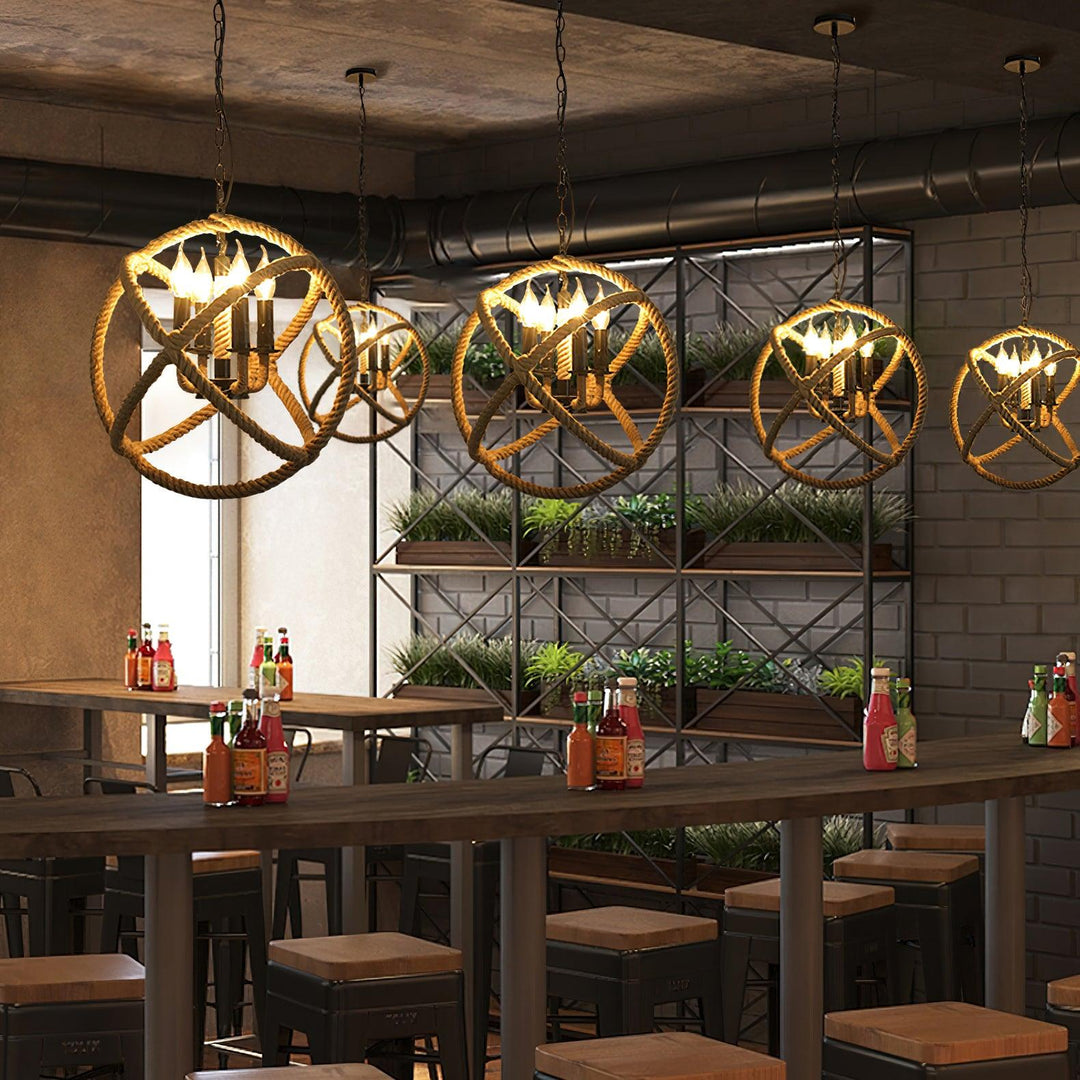 Evliran Lampe Pendante Moderne en Corde de Chanvre Rétro - Neutralighting