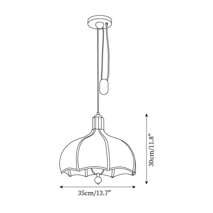 Revi Suspension Lampe Bois Tissu Festonné Réglable - Neutralighting