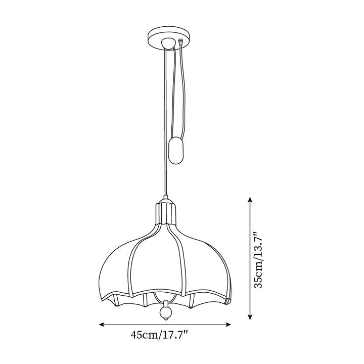 Revi Suspension Lampe Bois Tissu Festonné Réglable - Neutralighting