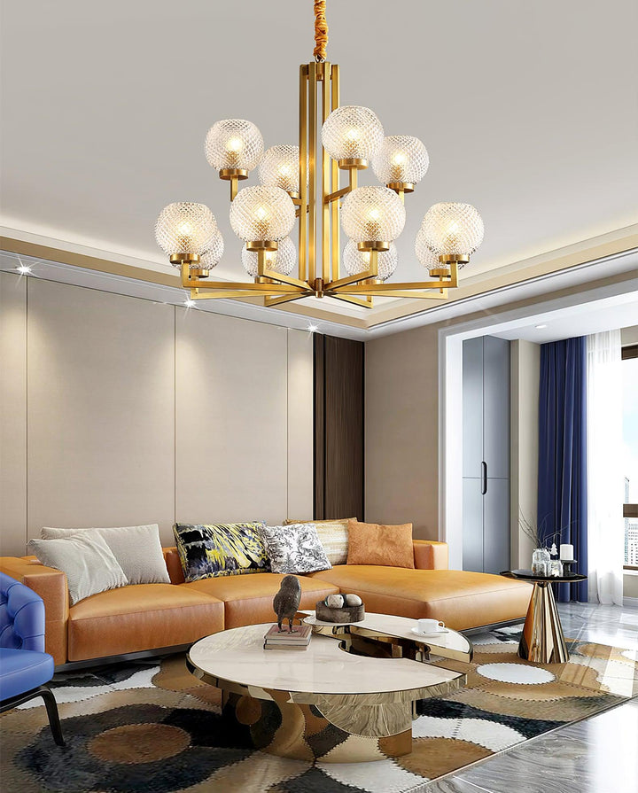 Vera Lustre en Laiton Avec Verre Cannelé - Neutralighting