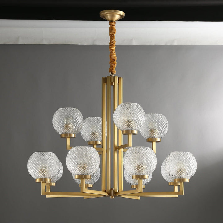 Vera Lustre en Laiton Avec Verre Cannelé - Neutralighting