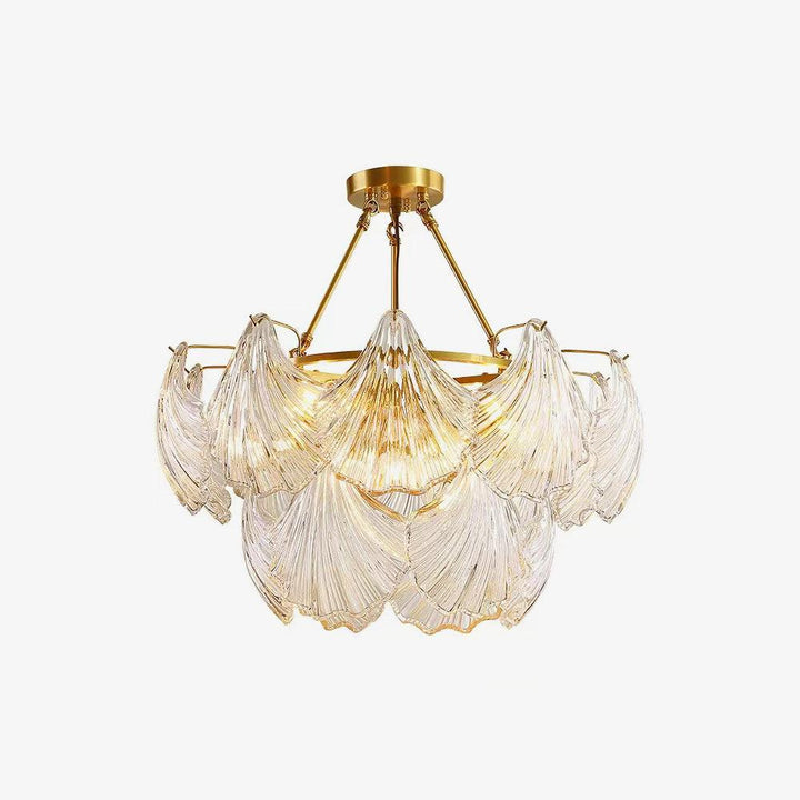Lustra Plafonnier en Verre Ridé Shell Doré - Neutralighting