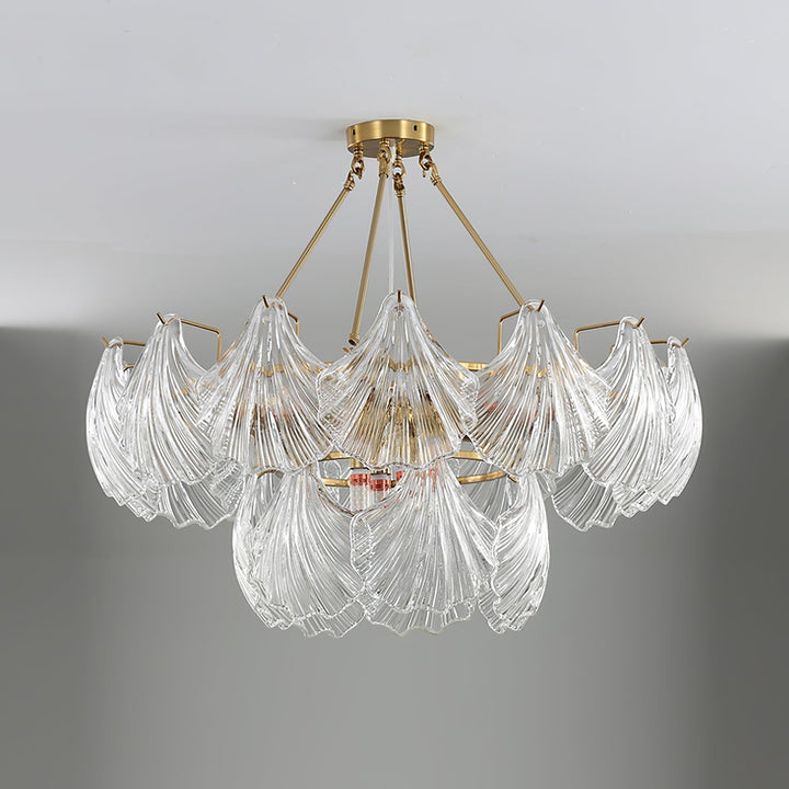 Lustra Plafonnier en Verre Ridé Shell Doré - Neutralighting