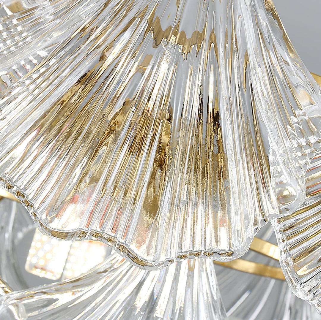 Lustra Plafonnier en Verre Ridé Shell Doré - Neutralighting