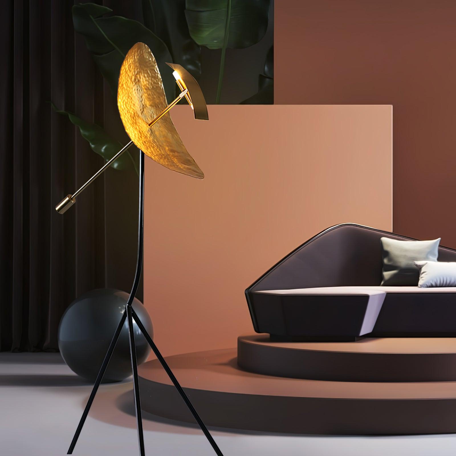 Mira Lampadaire Arc Moderne, Métal, Doré, Salon - Neutralighting
