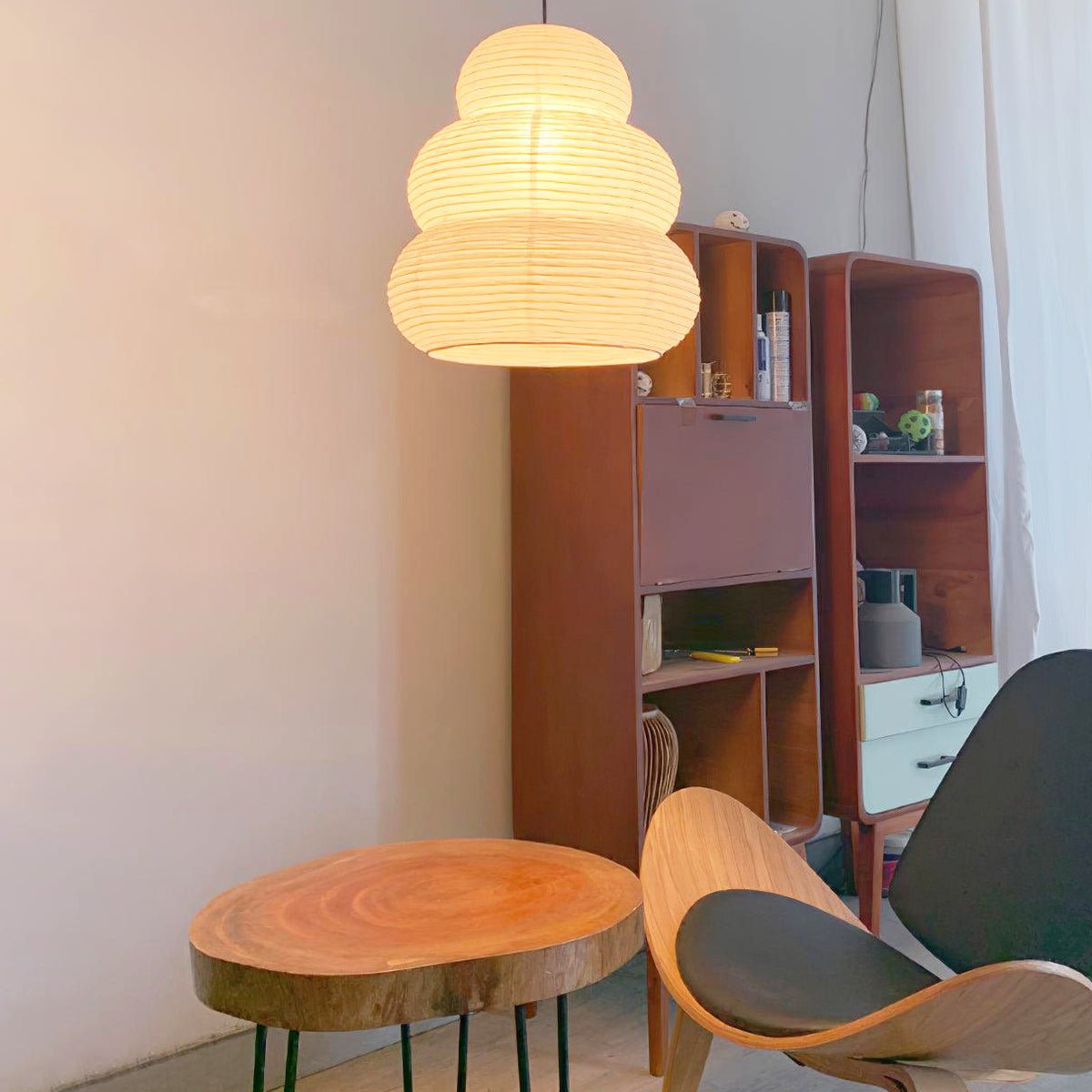 Solara Suspension Papier Washi Lanternes Empilées Japonaises pour Salon - Neutralighting