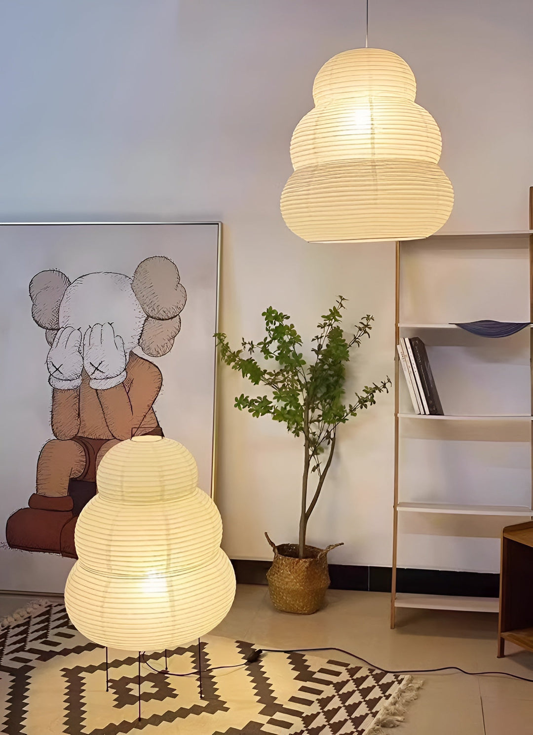 Solara Suspension Papier Washi Lanternes Empilées Japonaises pour Salon - Neutralighting