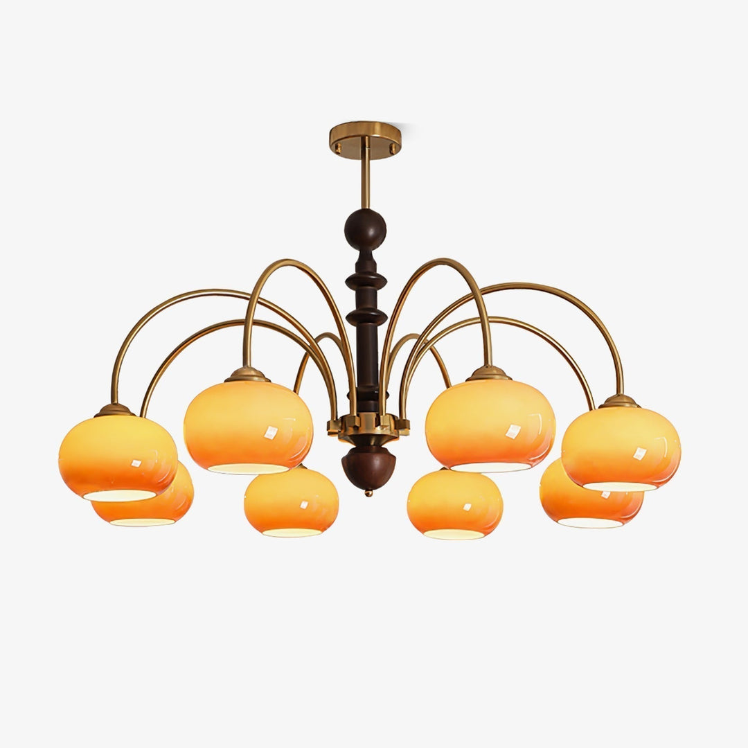 Lustra Chandelier Laiton Verre en Forme de Kaki - Neutralighting