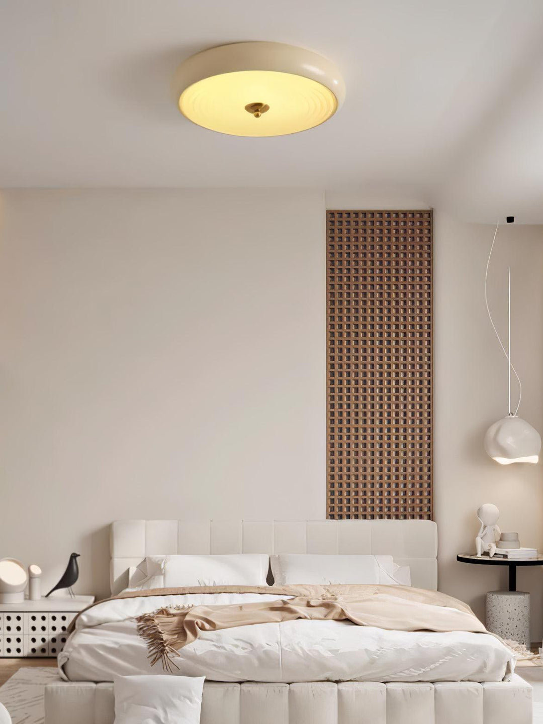 Utheara Plafonnier moderne minimaliste en verre crème ondulé - Neutralighting