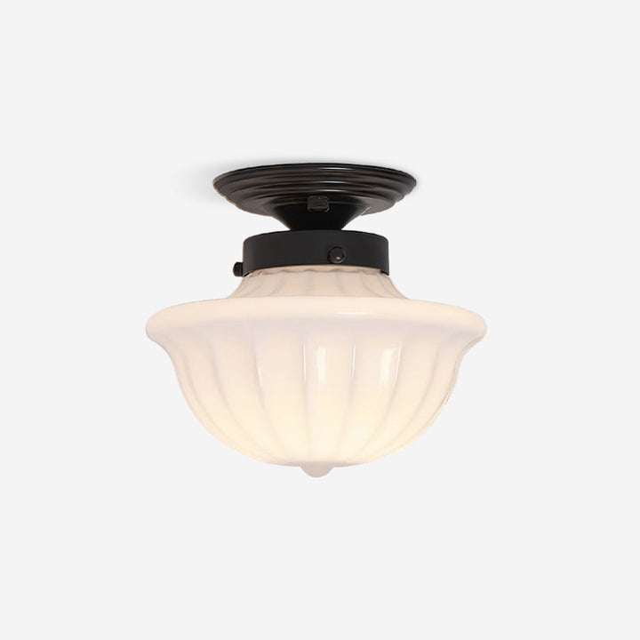 Evola Lampe Plafond en Verre Opale Vintage - Neutralighting
