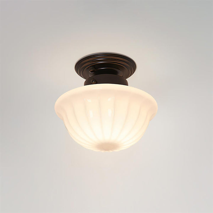 Evola Lampe Plafond en Verre Opale Vintage - Neutralighting