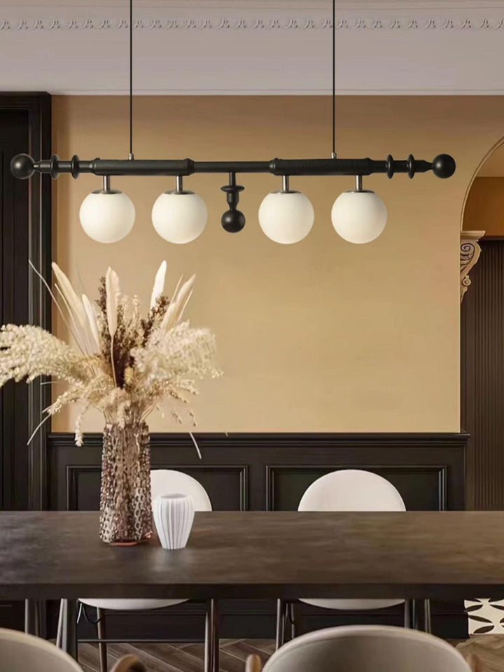 Lustra Chandelier Colonne Romaine Bois Verre - Neutralighting