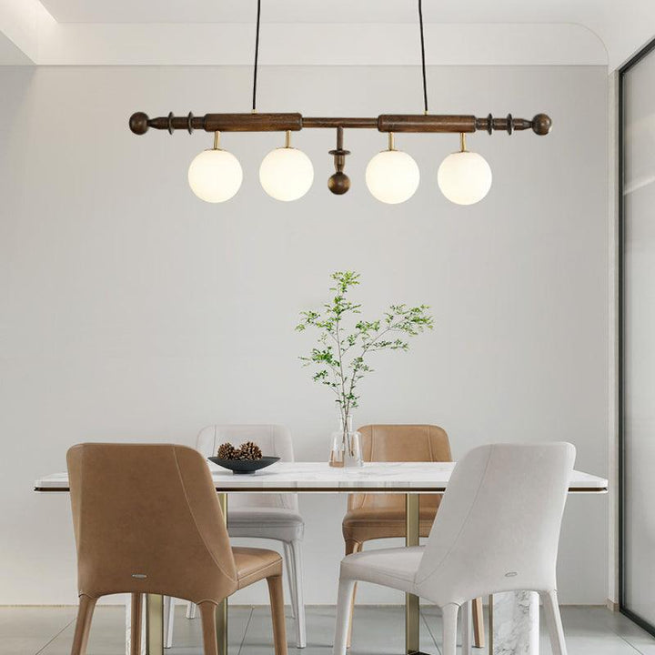 Lustra Chandelier Colonne Romaine Bois Verre - Neutralighting
