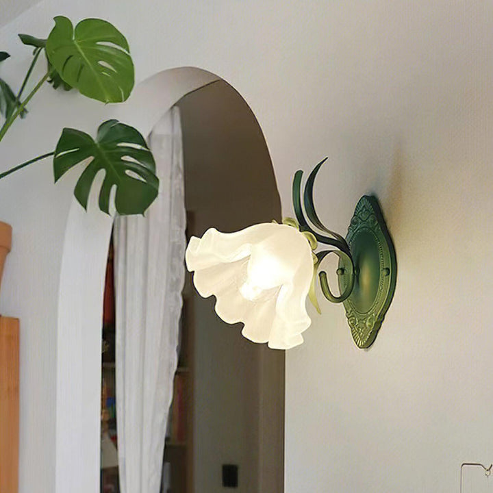 Nivan Applique murale vintage avec abat-jour en verre à motif floral pour chambre à coucher et salon - Neutralighting