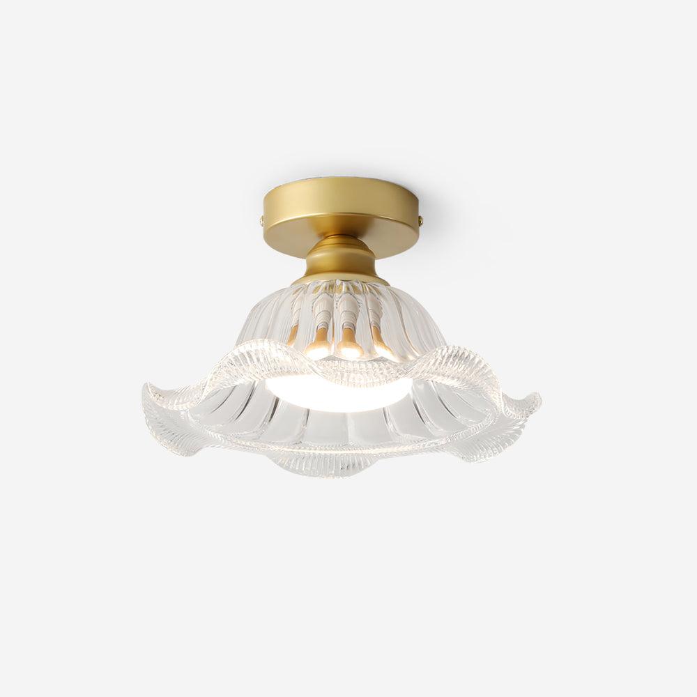 Rosa Lustre Plafonnier Verre Bord Laiton Élégant - Neutralighting