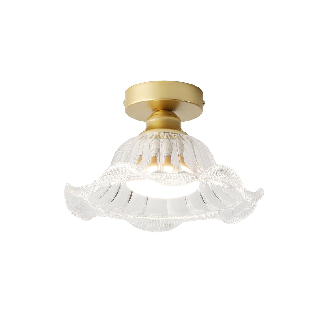 Rosa Lustre Plafonnier Verre Bord Laiton Élégant - Neutralighting