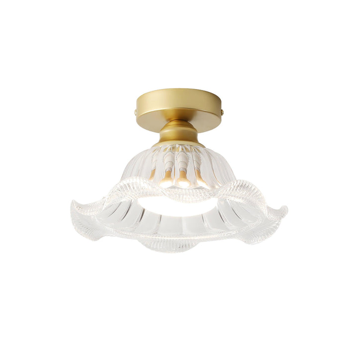 Rosa Lustre Plafonnier Verre Bord Laiton Élégant - Neutralighting