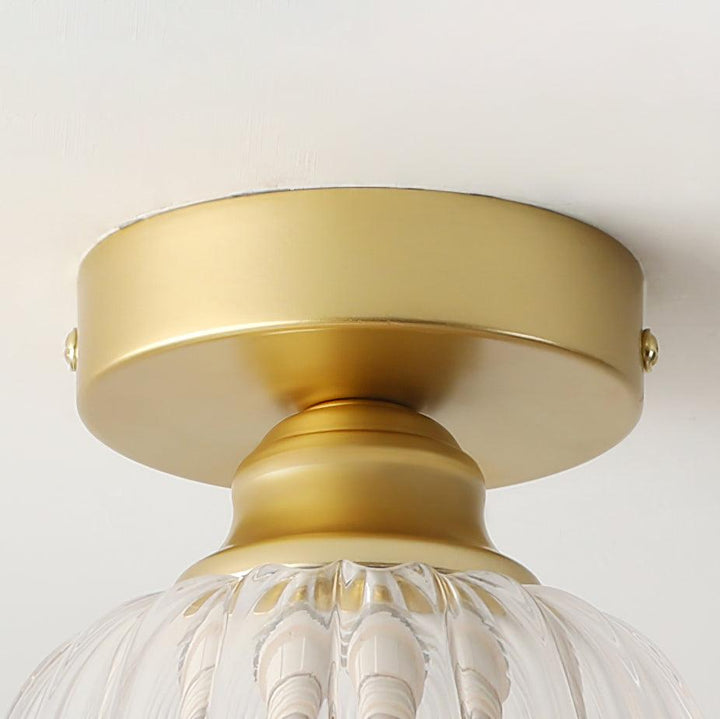 Rosa Lustre Plafonnier Verre Bord Laiton Élégant - Neutralighting