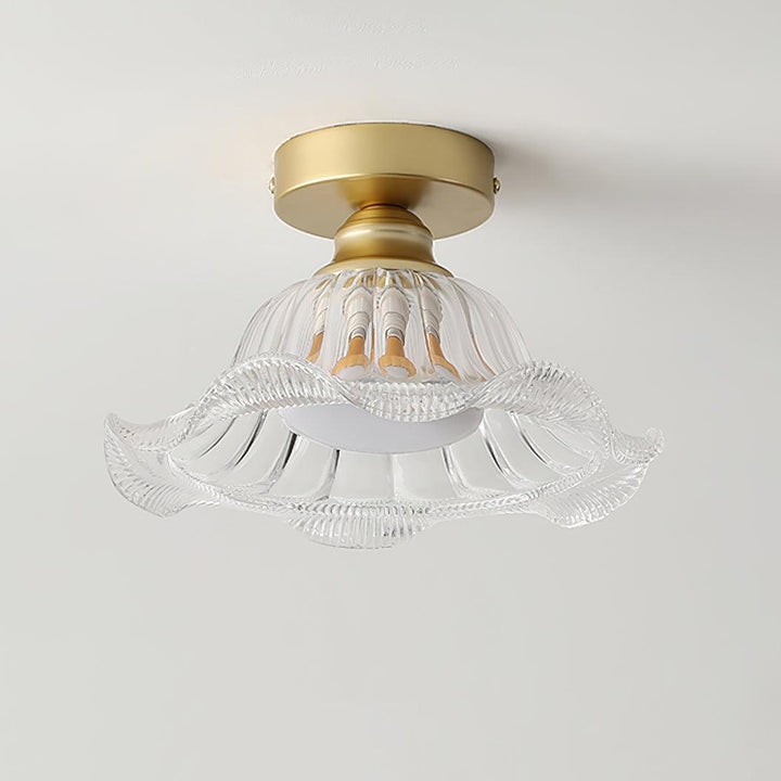 Rosa Lustre Plafonnier Verre Bord Laiton Élégant - Neutralighting