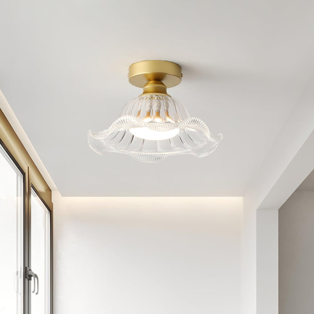 Rosa Plafonnier Verre Froncé Abat-jour Moderne Chambre - Neutralighting