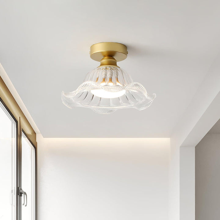 Rosa Plafonnier Verre Froncé Abat-jour Moderne Chambre - Neutralighting