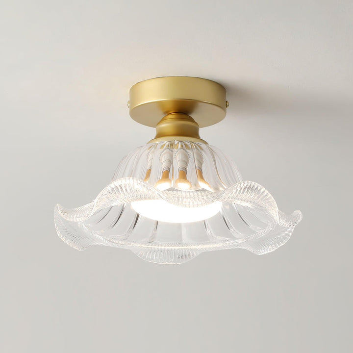 Rosa Plafonnier Verre Froncé Abat-jour Moderne Chambre - Neutralighting