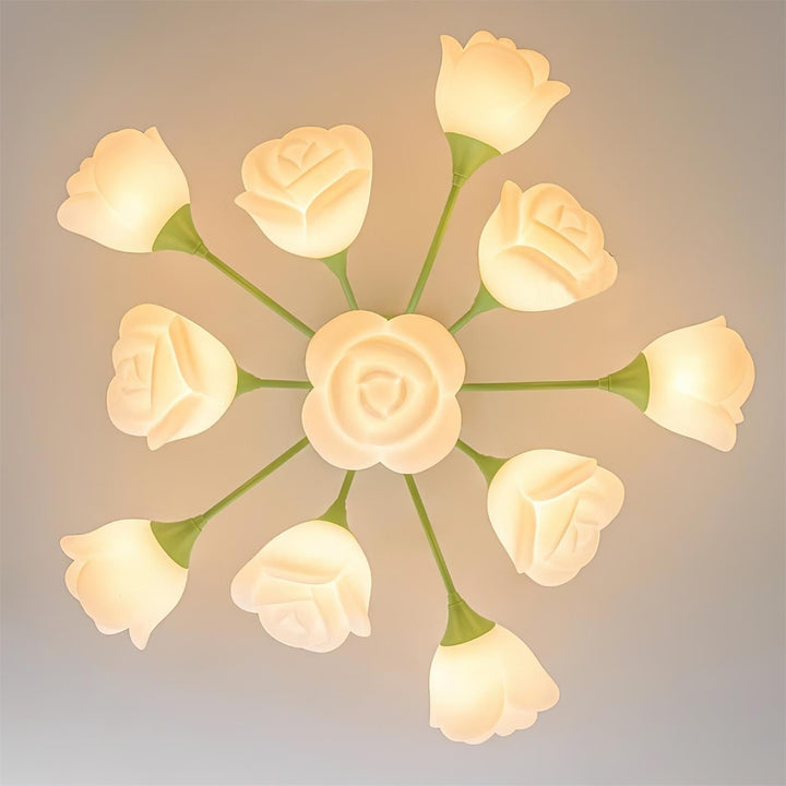 Rose Plafonnier Pétales Sculptés Lueur Douce - Neutralighting