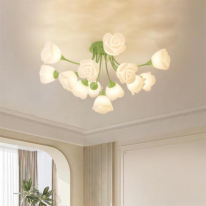 Rose Plafonnier Pétales Sculptés Lueur Douce - Neutralighting