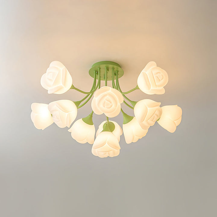Rose Plafonnier Pétales Sculptés Lueur Douce - Neutralighting