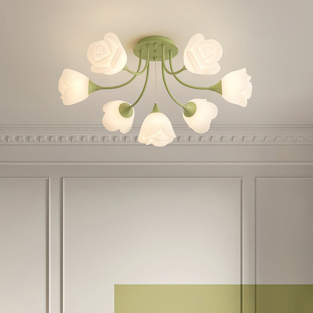 Rose Plafonnier Pétales Sculptés Lueur Douce - Neutralighting