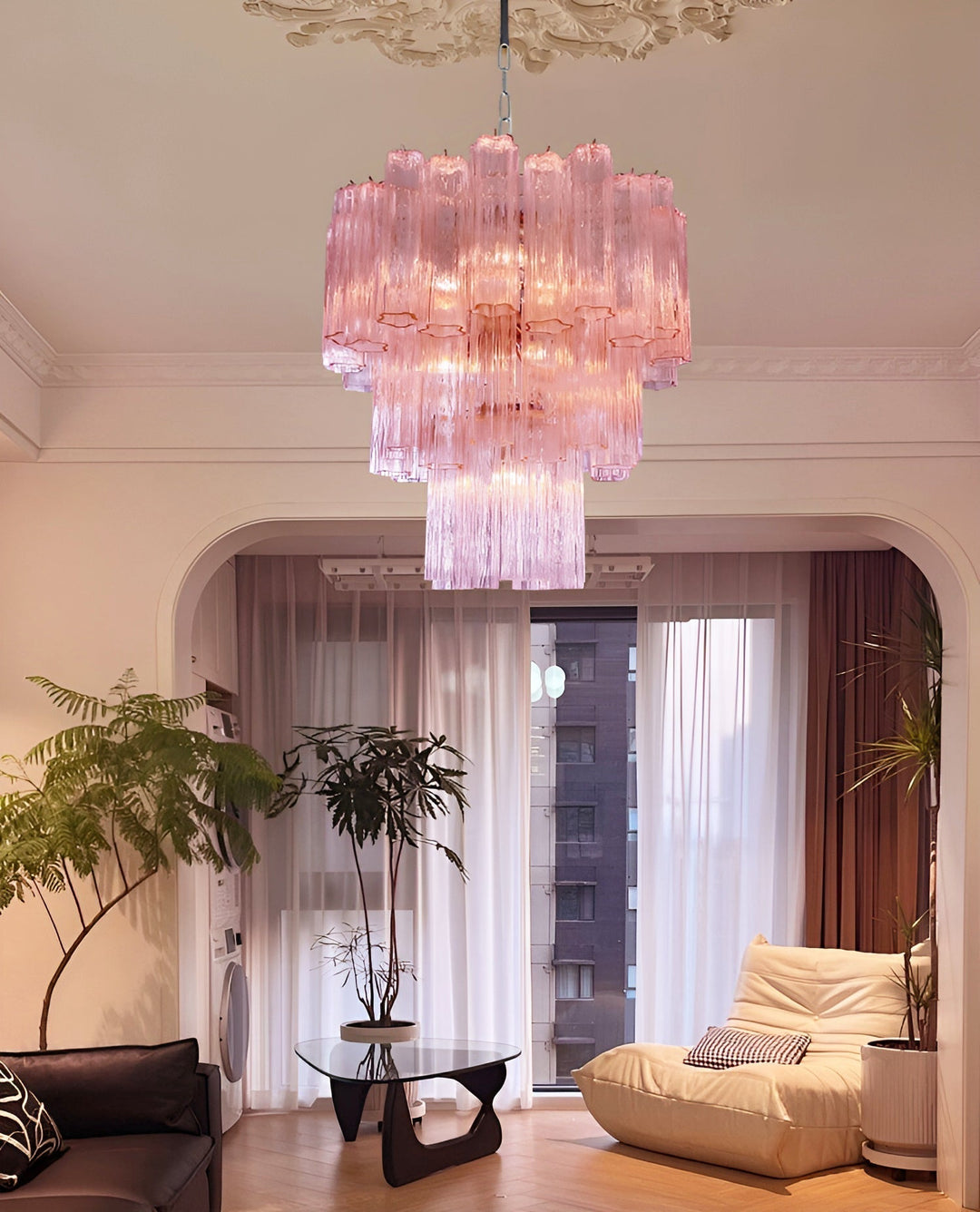 Aurora Lustre Rose Verre Tubes Superposé Moderne - Neutralighting