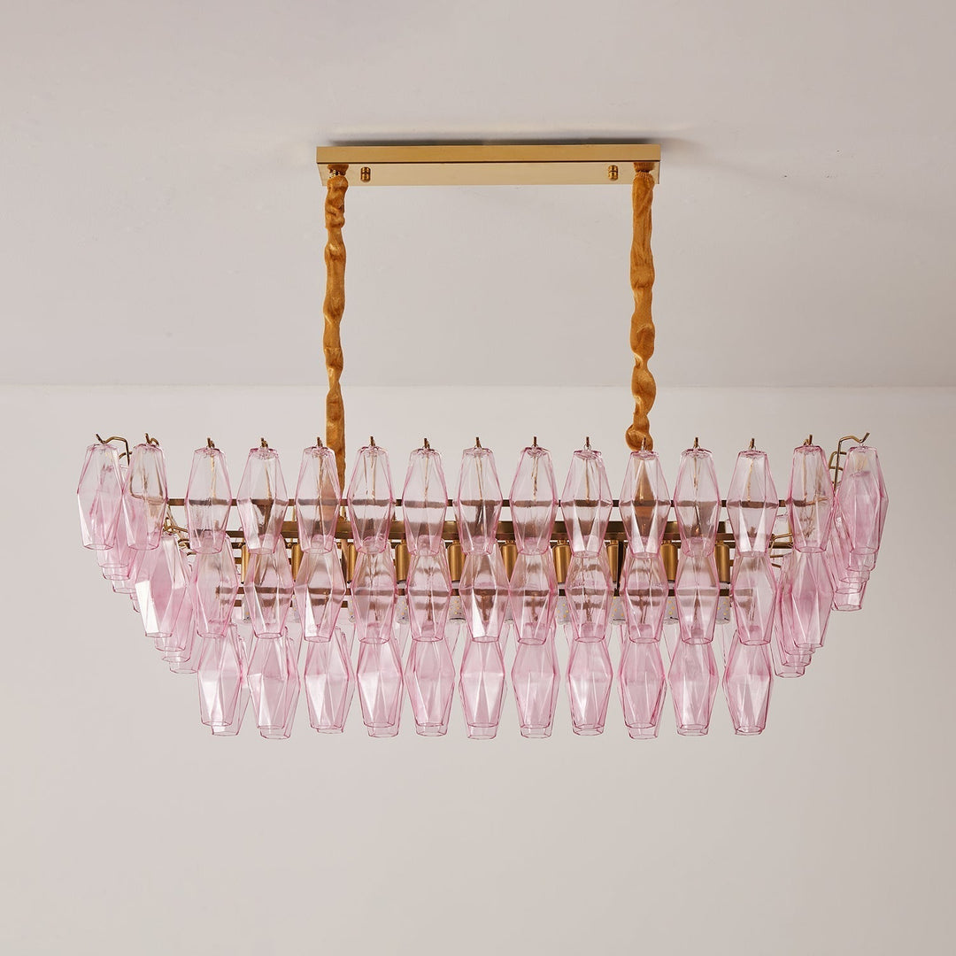 Aurora Lustre Rose Prisme Verre Rectangulaire Superposé - Neutralighting