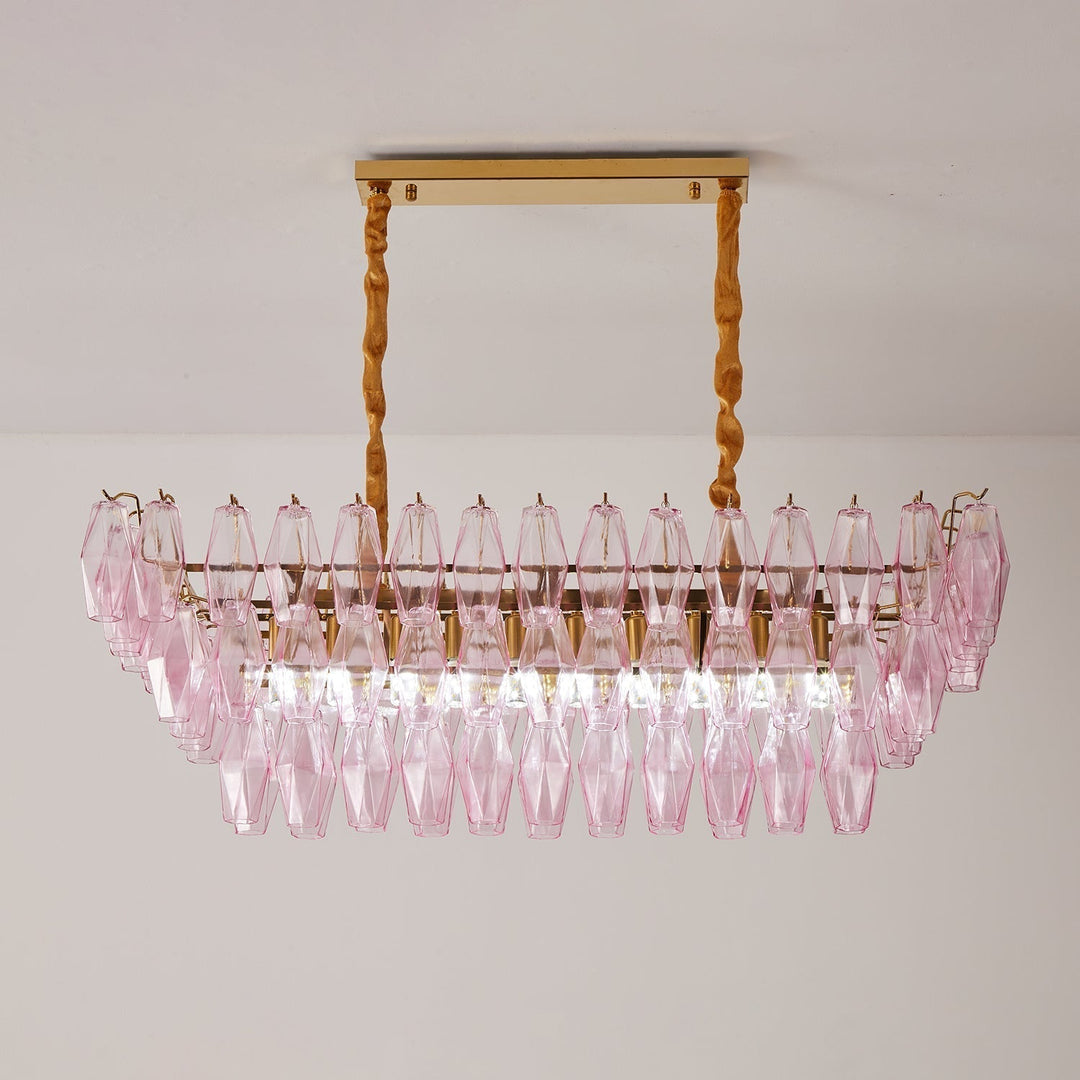 Aurora Lustre Rose Prisme Verre Rectangulaire Superposé - Neutralighting