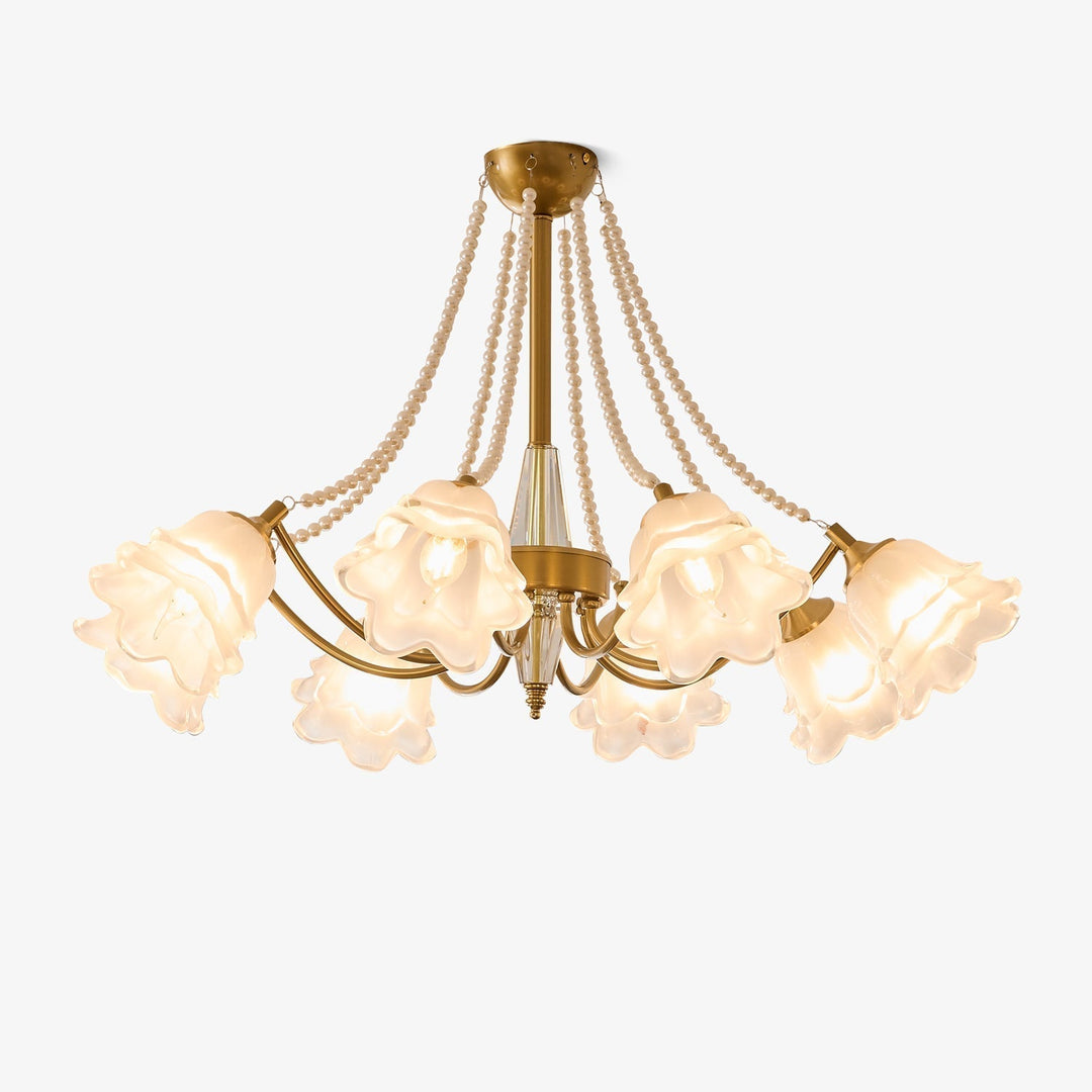 Allirila Lustre Vintage Élégant en Verre et Perles Fleuries - Neutralighting