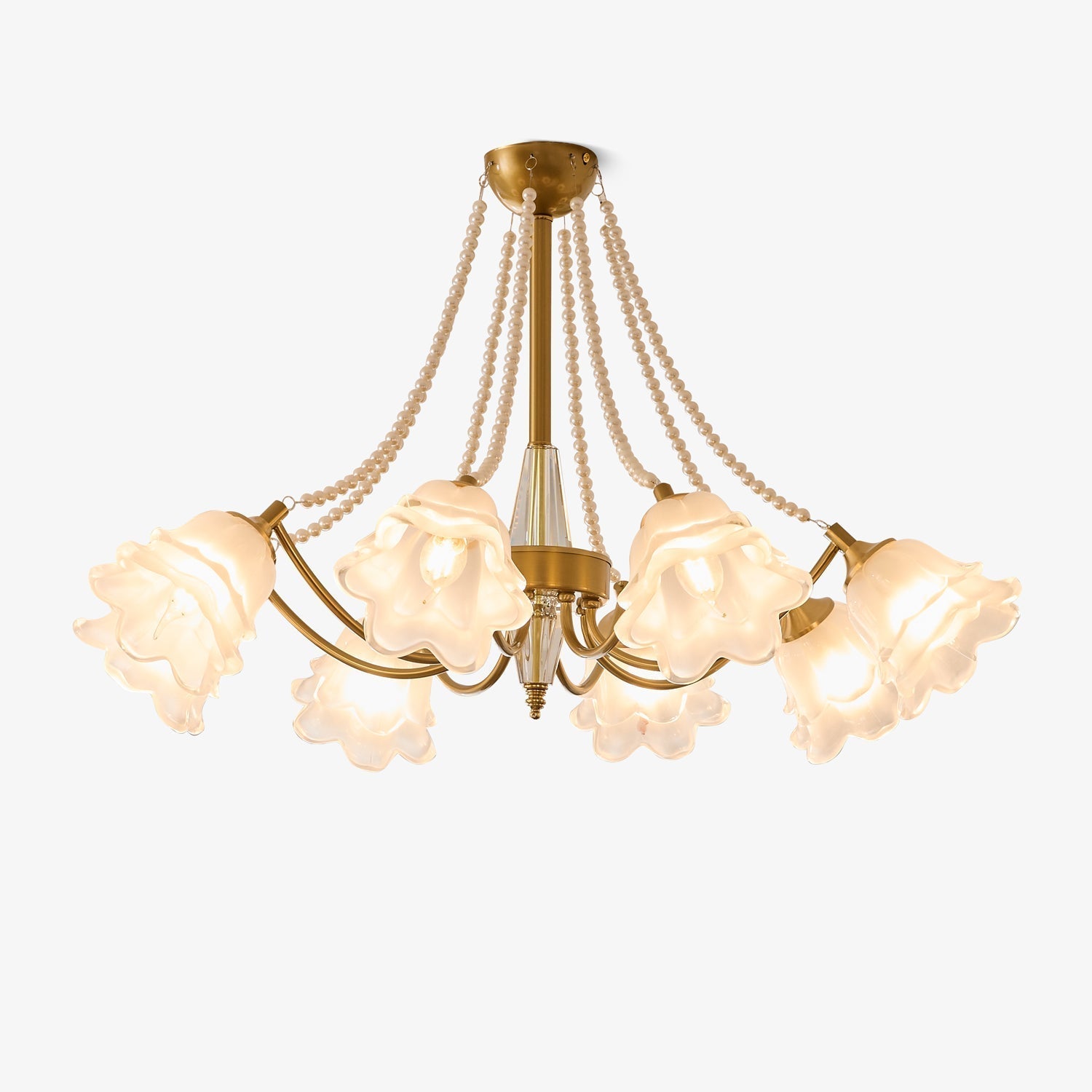 Allirila Lustre Vintage Élégant en Verre et Perles Fleuries - Neutralighting