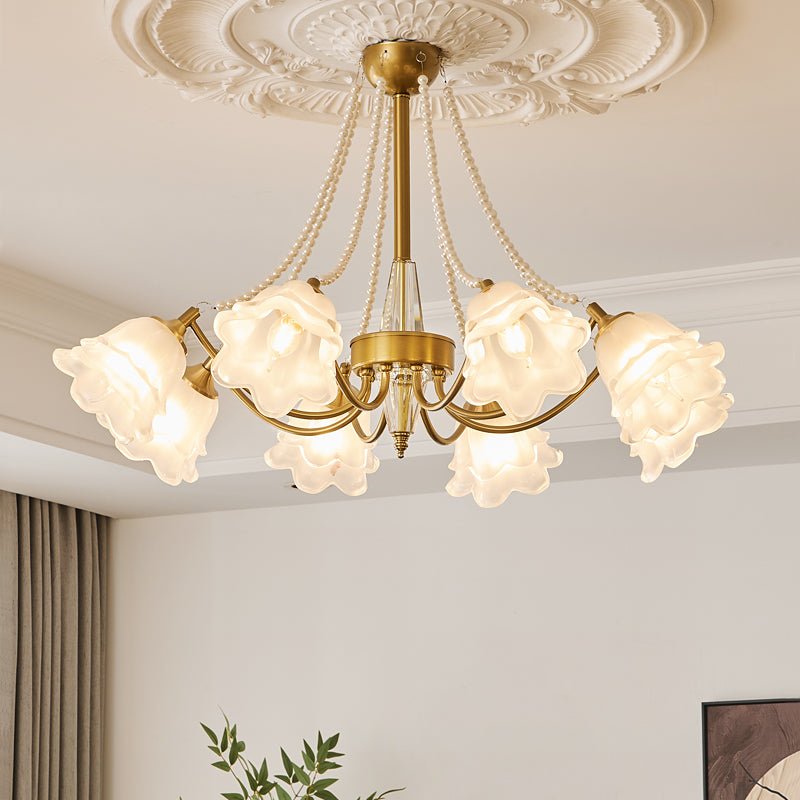 Allirila Lustre Vintage Élégant en Verre et Perles Fleuries - Neutralighting