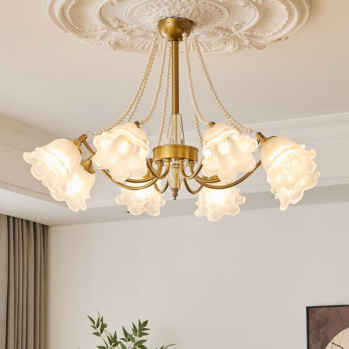 Allirila Lustre Vintage Élégant en Verre et Perles Fleuries - Neutralighting