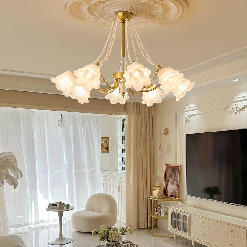 Allirila Lustre Vintage Élégant en Verre et Perles Fleuries - Neutralighting