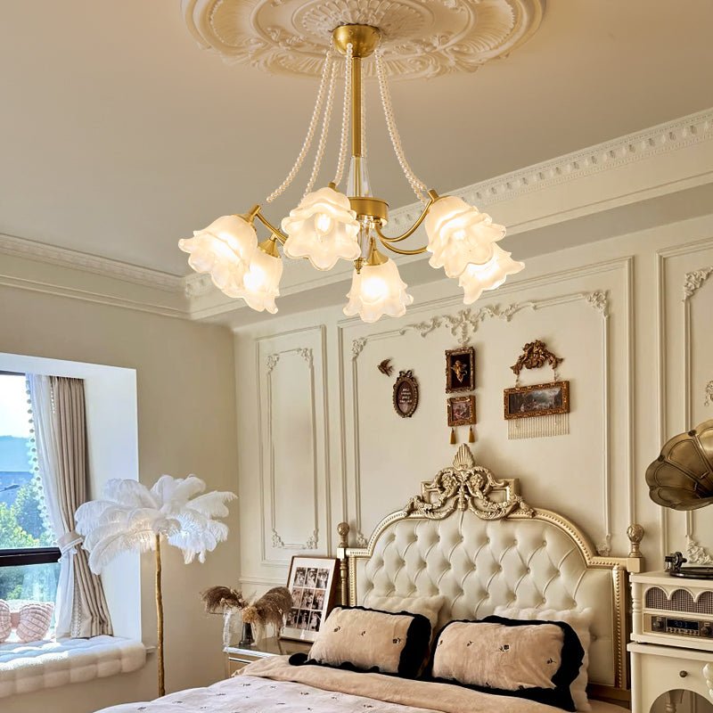 Allirila Lustre Vintage Élégant en Verre et Perles Fleuries - Neutralighting