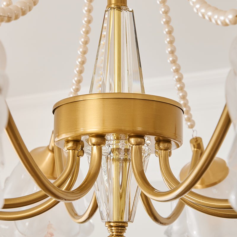 Allirila Lustre Vintage Élégant en Verre et Perles Fleuries - Neutralighting