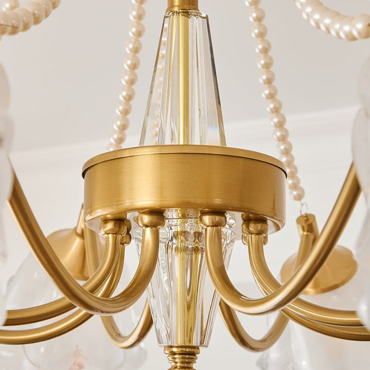 Allirila Lustre Vintage Élégant en Verre et Perles Fleuries - Neutralighting