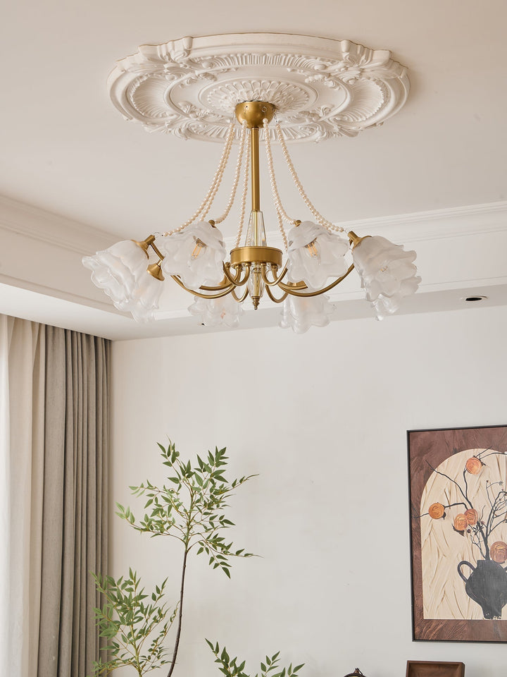 Allirila Lustre Vintage Élégant en Verre et Perles Fleuries - Neutralighting