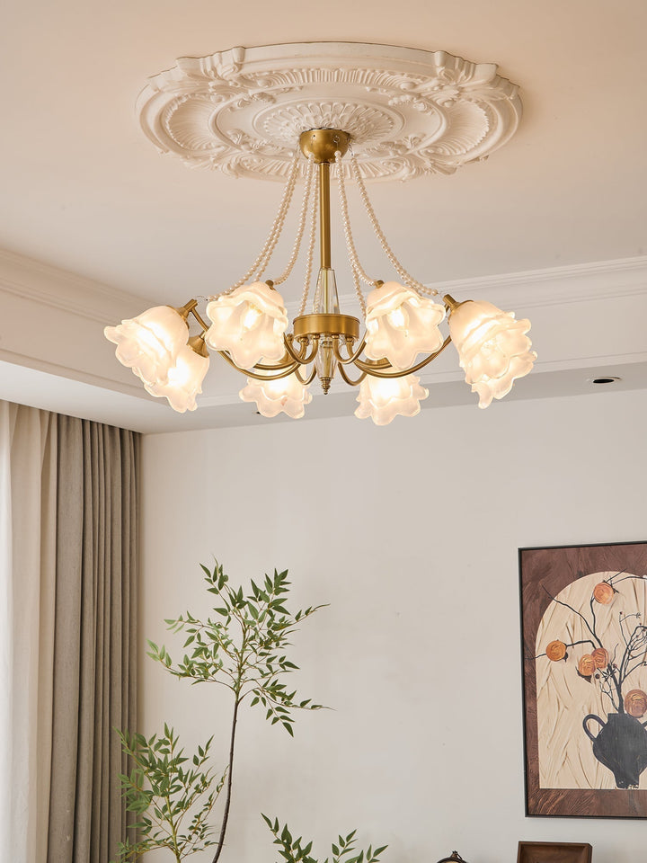 Allirila Lustre Vintage Élégant en Verre et Perles Fleuries - Neutralighting