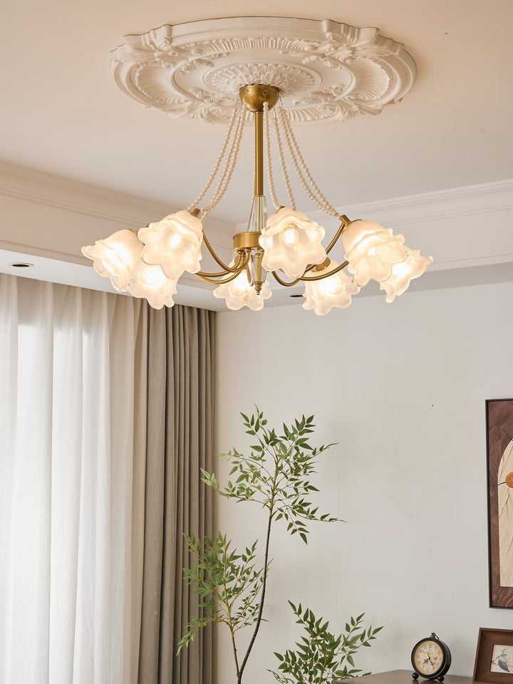 Allirila Lustre Vintage Élégant en Verre et Perles Fleuries - Neutralighting