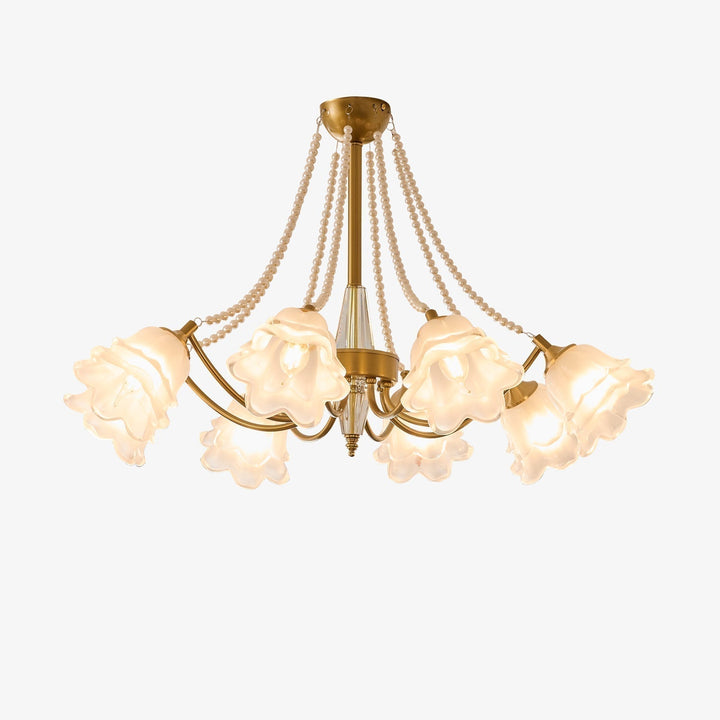 Allirila Lustre Vintage Élégant en Verre et Perles Fleuries - Neutralighting